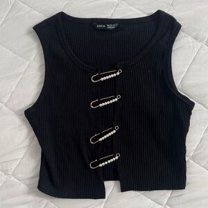 SHEIN Black Sleeveless Top with Pearl Accents
size s
never worn